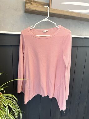 Jane and Delancey Pink Thermal Waffle Top size Small